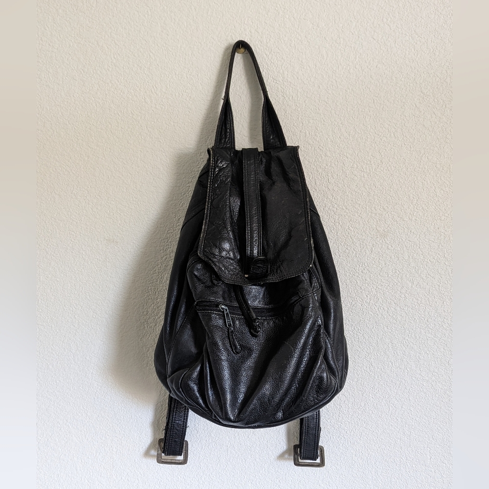 Kenneth Cole Vintage Black Leather Backpack